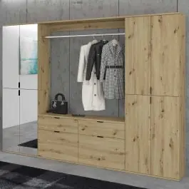 Sonderaktion Kleiderschrank Kombination Projekt X Emob - Artisan Eiche - 243x193x34 cm - Spiegel