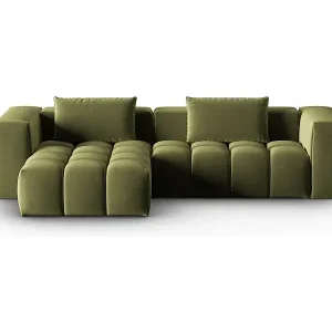 Top-Seller CXL by Christian Lacroix - 3-Sitzer modulares Ecksofa links "Lorella" Sitzer aus Samt hellgrün - 260x145x70cm
