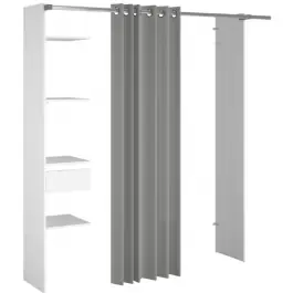 Kleiderschrank Botan G - 200 cm-mit Vorhang, 4 Einlegeböden, 1 Schublade-weiß Angebot