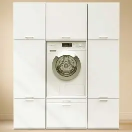 Preis Gesenkt Schränke für Waschküche Linea - 167x67x200cm - 7 Türen und 2 Schubladen - weiß