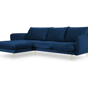 Super-Preis Cosmopolitan Design - 5-Sitzer Ecksofa links "Vienna" aus Samt königsblau - 255x170x95cm