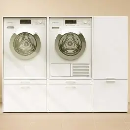 Schränke für Waschküche Linea - 183x67x142cm - 2 Türen und 2 Schubladen - weiß Preiswert