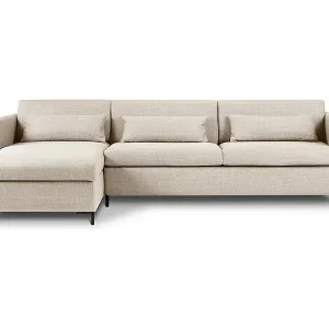CXL by Christian Lacroix - 5-Sitzer ausklappbares Ecksofa links mit Container "Yanis" Sitzer aus strukturiertem Stoff beige - 280x170x80cm Solange Der Vorrat Reicht