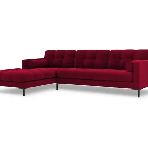 Cosmopolitan Design - 5-Sitzer Ecksofa links "Bali" aus Samt rot - 293x185x75cm Ausverkauf