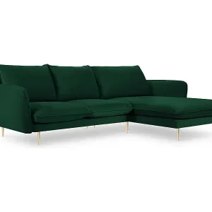 Direkt Vom Hersteller Cosmopolitan Design - 5-Sitzer Ecksofa rechts "Vienna" aus Samt flaschengrün - 255x170x95cm