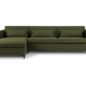 Neu Im Sortiment CXL by Christian Lacroix - 5-Sitzer ausklappbares Ecksofa links mit Container "Yanis" Sitzer aus strukturiertem Stoff grün - 280x170x80cm