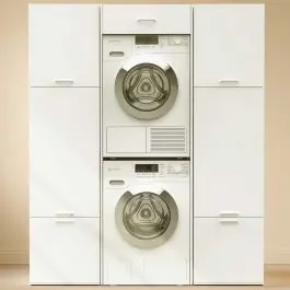 Must-Have Schränke für Waschküche Linea - 166x67x200cm - 7 Türen - weiß