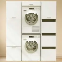 Begrenztes Angebot Schränke für Waschküche Linea - 166x67x200cm - 8 Türen - weiß