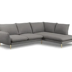 Cosmopolitan Design - 6-Sitzer Ecksofa rechts "Vienna" aus strukturiertem Stoff dunkelgrau - 275x185x95cm Kostenloser Rückversand