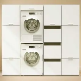 Neue Kollektion Schränke für Waschküche Linea - 216x67x200cm - 11 Türen - weiß