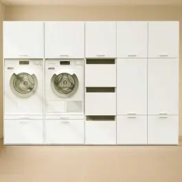 Schränke für Waschküche Linea - 283x67x200cm - 12 Türen und 2 Schubladen - weiß Jetzt Bestellen