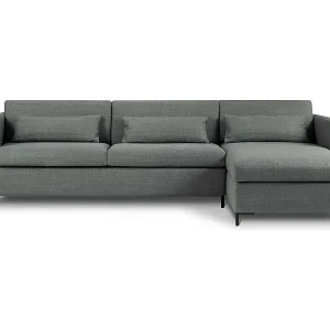 Neue Kollektion CXL by Christian Lacroix - 5-Sitzer ausklappbares Ecksofa rechts mit Container "Yanis" Sitzer aus strukturiertem Stoff grau - 280x170x80cm