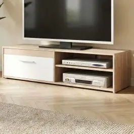TV-Schrank Gamba - 120x38x32cm - 1 Tür - Eiche Dekor/Weiß Echt