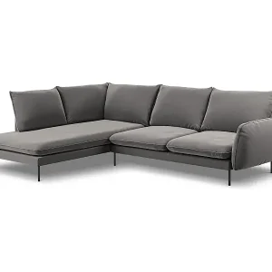 Sichere Zahlung Cosmopolitan Design - 6-Sitzer Ecksofa links "Vienna" aus Samt hellgrau - 275x185x95cm