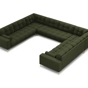 Cosmopolitan Design - 9-Sitzer Panoramasofa "Bali" aus strukturiertem Stoff grün - 327x256x75cm Aktuell