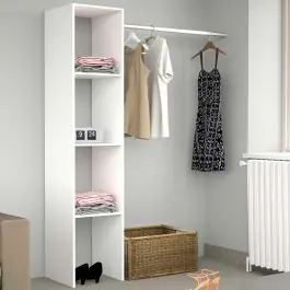 Kracherpreis Kleiderschrank Botan A - 138cm, 3 Einlegeböden und 1 Kleiderstange - weiß