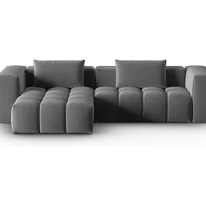 Abverkauf CXL by Christian Lacroix - 3-Sitzer modulares Ecksofa links "Lorella" Sitzer aus Samt Zement - 260x145x70cm