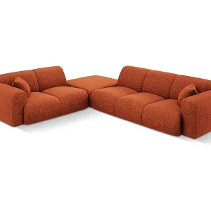Cosmopolitan Design - 4-Sitzer Ecksofa links "Nolio" aus Chenille-Stoff terrakotta - 315x250x72cm Bestpreis