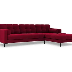 Preiswert Cosmopolitan Design - 5-Sitzer Ecksofa rechts "Bali" aus Samt rot - 293x185x75cm