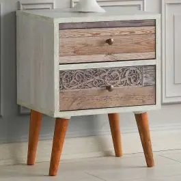 Preisreduziert Malmo Nachttisch | 100 % MELAMIN | Weiß Walnuss