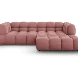 Top-Seller Cosmopolitan Design - 3-Sitzer modulares Ecksofa rechts "Sky" aus Samt lachs - 244x162x75cm