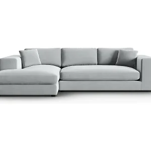 Sonderangebot CXL by Christian Lacroix - 5-Sitzer Ecksofa links "Tendance" Sitzer aus Samt hellgrau - 282x174x72cm