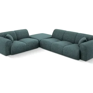 Top-Angebot Cosmopolitan Design - 4-Sitzer Ecksofa links "Nolio" aus Chenille-Stoff petrol - 315x250x72cm
