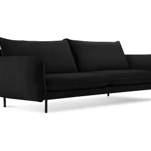 Cosmopolitan Design - 3-Sitzer Sofa "Vienna" aus Samt schwarz - 200x92x95cm Meistverkauft