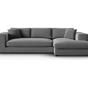 CXL by Christian Lacroix - 5-Sitzer Ecksofa rechts "Tendance" Sitzer aus Samt grau - 282x174x72cm Top-Preis