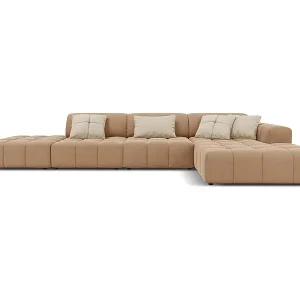 CXL by Christian Lacroix - 5-Sitzer Ecksofa rechts "Luc" Sitzer aus Samt dunkelbeige - 341x166x70cm Nur Für Kurze Zeit