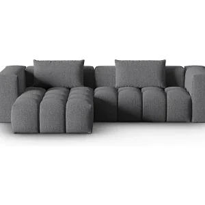 Saisonangebot CXL by Christian Lacroix - 3-Sitzer modulares Ecksofa links "Lorella" Sitzer aus strukturiertem Stoff grau - 260x145x70cm