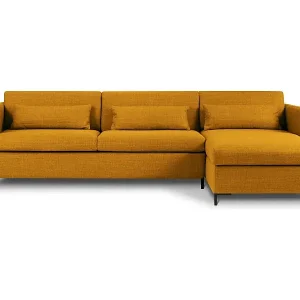 CXL by Christian Lacroix - 5-Sitzer ausklappbares Ecksofa rechts mit Container "Yanis" Sitzer aus strukturiertem Stoff gold - 280x170x80cm Preisreduziert