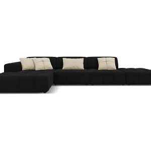 Markenprodukt CXL by Christian Lacroix - 5-Sitzer Ecksofa links "Luc" Sitzer aus Samt schwarz - 341x166x70cm