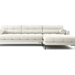 Letzte Chance Cosmopolitan Design - 5-Sitzer Ecksofa rechts "Bali" aus strukturiertem Stoff leichtes beige - 293x185x75cm