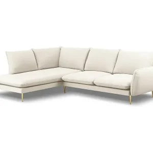 Schneller Versand Cosmopolitan Design - 6-Sitzer Ecksofa links "Vienna" aus Boucle beige - 275x185x95cm