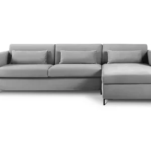 CXL by Christian Lacroix - 4-Sitzer ausklappbares Ecksofa rechts "Yanis" Sitzer aus Samt grau - 260x170x80cm Neu Im Sortiment