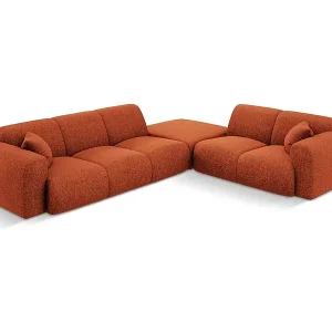 Cosmopolitan Design - 4-Sitzer Ecksofa rechts "Nolio" aus Chenille-Stoff terrakotta - 315x250x72cm Bestpreis