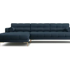 Cosmopolitan Design - 5-Sitzer Ecksofa links "Bali" aus strukturiertem Stoff blau - 293x185x75cm Ausverkauf