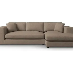 CXL by Christian Lacroix - 5-Sitzer Ecksofa rechts "Tendance" Sitzer aus strukturiertem Stoff hellbraun - 282x174x72cm Knallerangebot