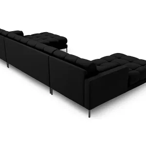 Cosmopolitan Design - 7-Sitzer Panoramasofa "Bali" aus strukturiertem Stoff schwarz - 383x185x75cm Neue Kollektion