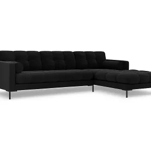 Bestseller Cosmopolitan Design - 5-Sitzer Ecksofa rechts "Bali" aus Samt schwarz - 293x185x75cm
