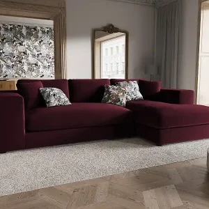 CXL by Christian Lacroix - 5-Sitzer Ecksofa rechts "Tendance" Sitzer aus Samt dunkelrot - 282x174x72cm Kostenfreie Lieferung