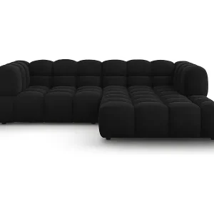 Cosmopolitan Design - 3-Sitzer modulares Ecksofa rechts "Sky" aus Samt schwarz - 244x162x75cm Top-Angebot