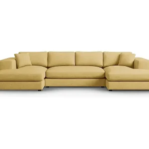 CXL by Christian Lacroix - 5-Sitzer Panoramasofa "Tendance" Sitzer aus strukturiertem Stoff gelb - 344x170x72cm Preisknaller