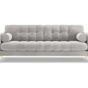 Cosmopolitan Design - 4-Sitzer Sofa "Bali" aus Samt silber - 217x92x75cm Neuheit