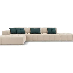 CXL by Christian Lacroix - 5-Sitzer Ecksofa links "Luc" Sitzer aus Samt leichtes beige - 341x166x70cm Begrenztes Angebot