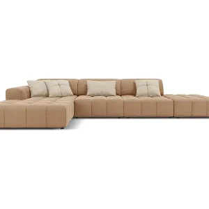 CXL by Christian Lacroix - 5-Sitzer Ecksofa links "Luc" Sitzer aus Samt dunkelbeige - 341x166x70cm Geprüft