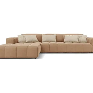 CXL by Christian Lacroix - 4-Sitzer Ecksofa links "Luc" Sitzer aus Samt dunkelbeige - 284x166x70cm Nur Für Kurze Zeit