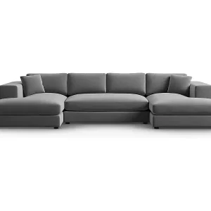 Letzte Chance CXL by Christian Lacroix - 5-Sitzer Panoramasofa "Tendance" Sitzer aus Samt grau - 344x170x72cm