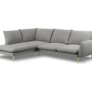 Expressversand Cosmopolitan Design - 6-Sitzer Ecksofa links "Vienna" aus Boucle grau - 275x185x95cm